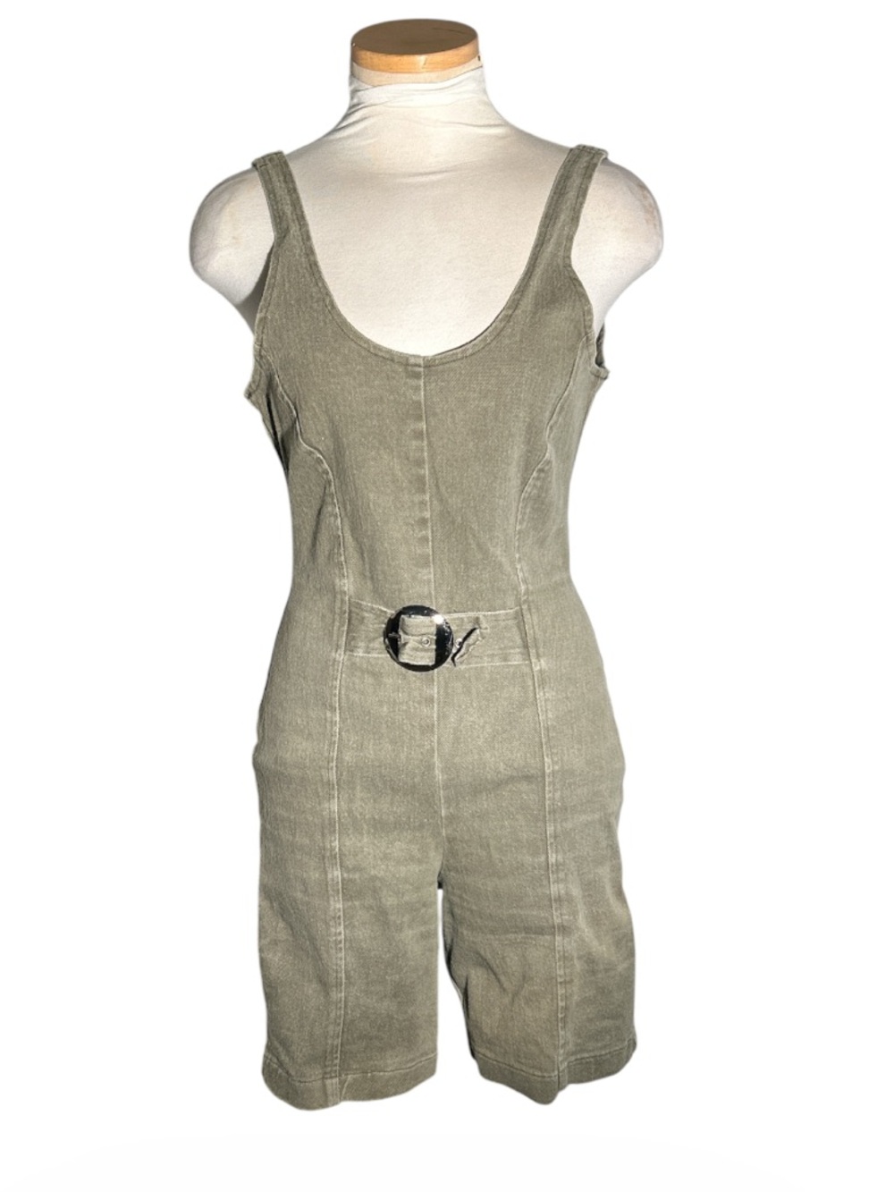 Cherokee Vintage Sleeveless Olive Green Romper with Belt Size 11
